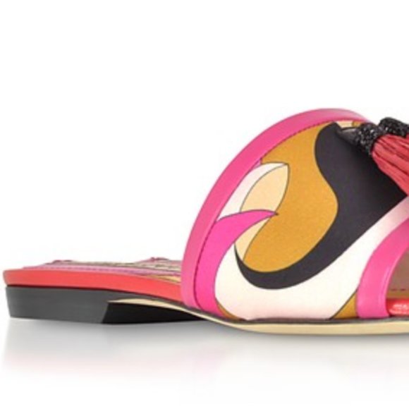 EMILIO PUCCI Printed Slide Sandals with Tassels 38 - Picture 2 of 8